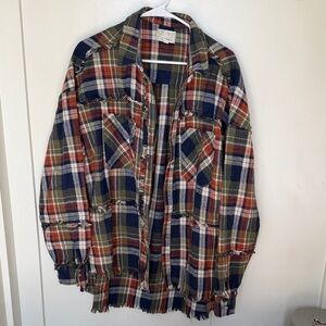 Oli & Hali Navy, Olive, Rust Plaid Button-Up Shirt Jacket